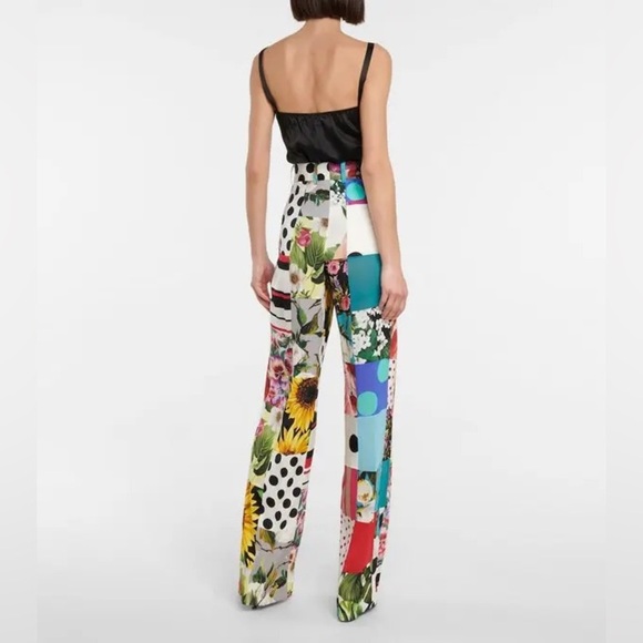 DOLCE & GABBANA Printed Silk Crêpe Wide-Leg Pants Sz 36 NWT - Picture 3 of 10